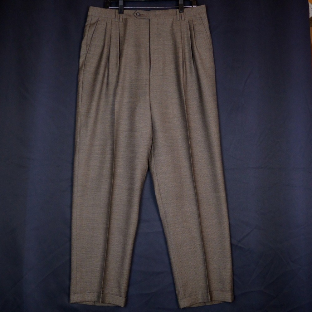 Canali Milano For Bloomingdales Dress Pants Mens 37 Brown Pleated Italian Wool